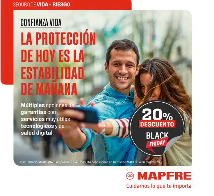 Mapfre se une al Black Friday con el 20% de descuento en una selección de sus seguros de vida y accidentes
