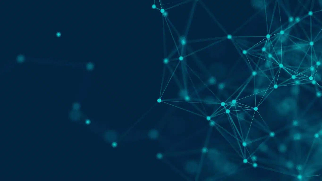Abstract futuristic with connection lines on blue background. Plexus structure. Concept of Science, Business, Communication, Medical, Technology, Network, Cyber, Sci-fi. Illustration. 3D rendering