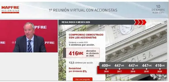 MAPFRE celebra su primer encuentro virtual con más de 200 accionistas particulares